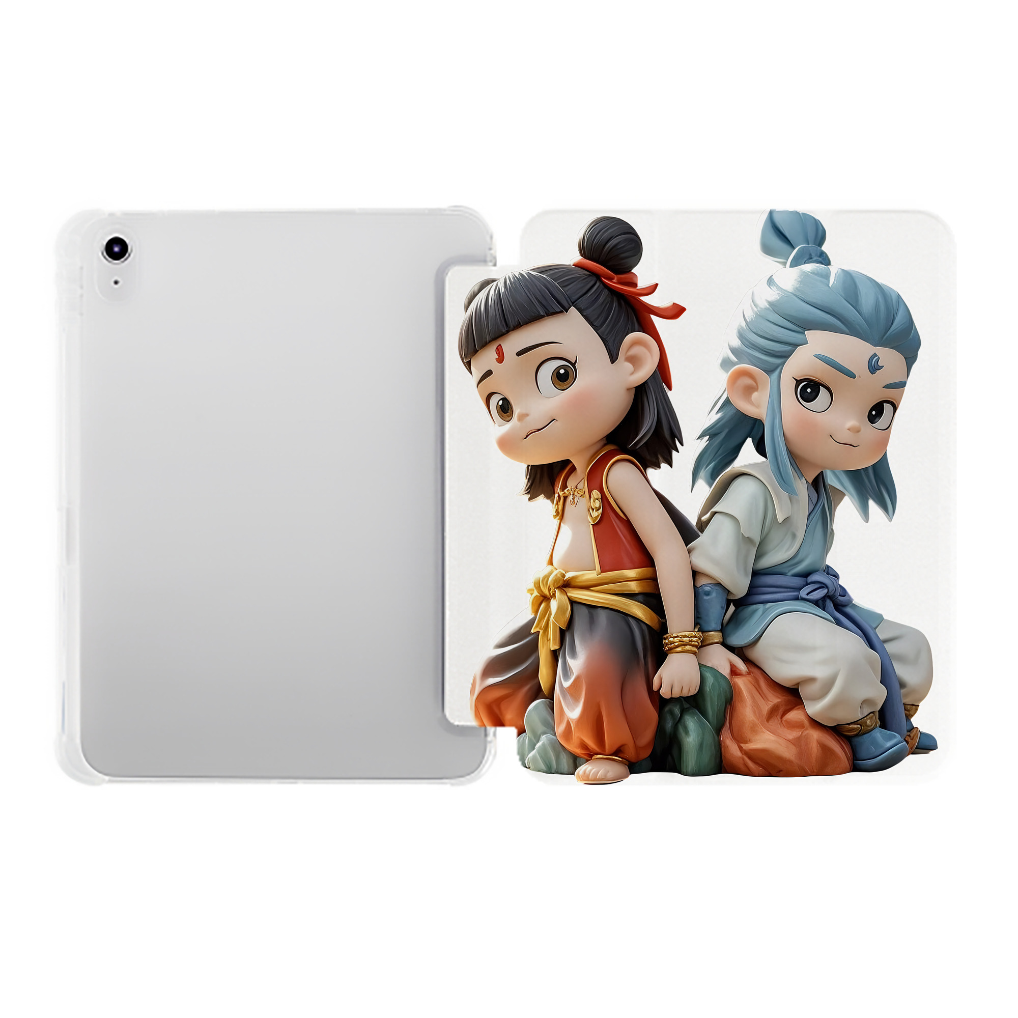（画像用） Ne Zha 2 ナタ 魔童の大暴れ IPad ケース ペン収納付き 三つ折りスタンド PUレザー×シリコン 対応機種9.5/10.5/10.9インチ